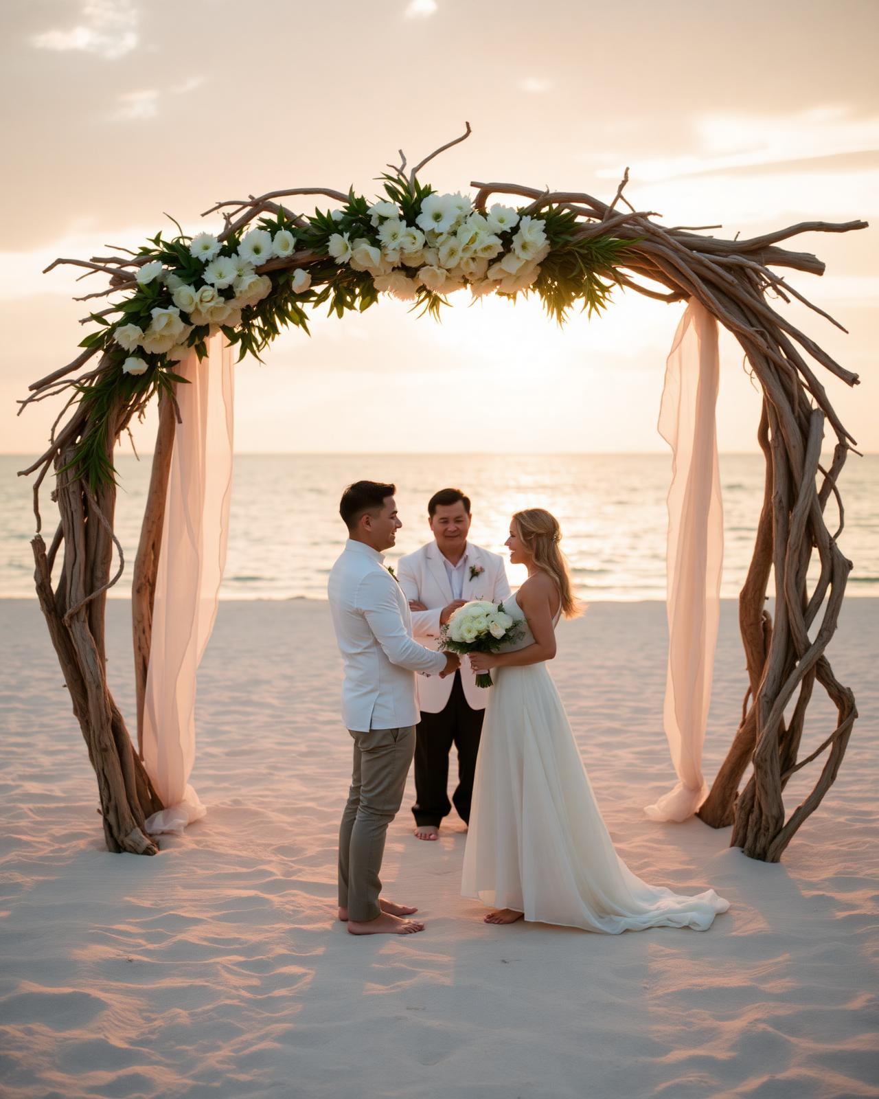 Beach ceremony at sunset