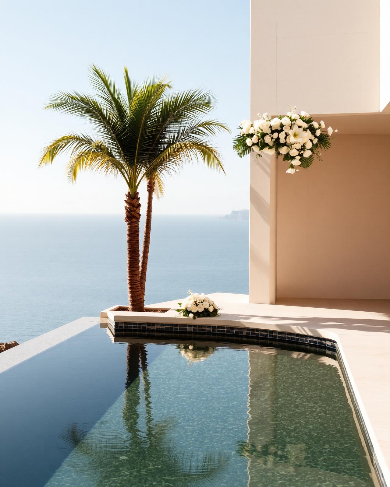 Private villa wedding setting in Thailand beside a pool