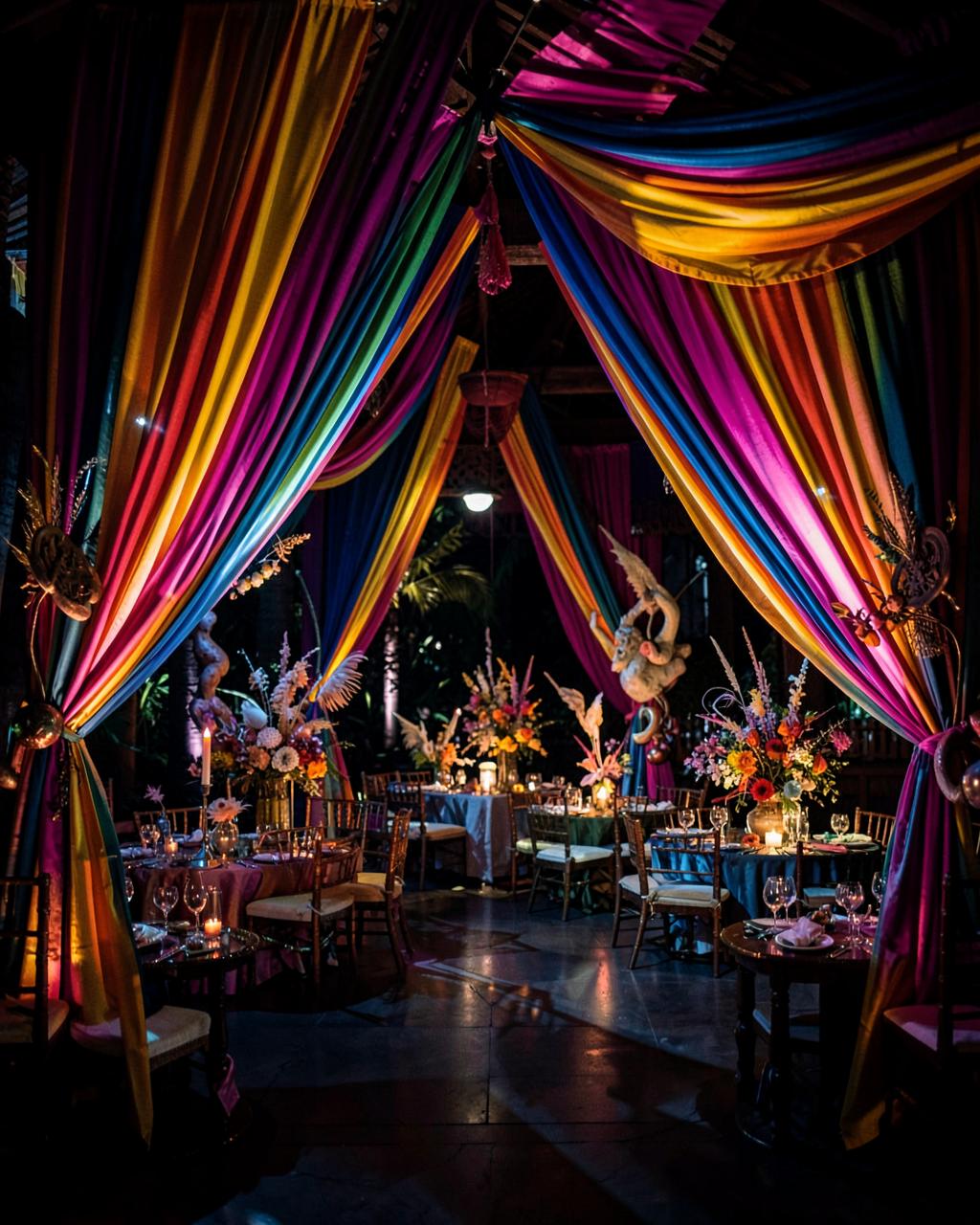 Themed wedding decor with styled table settings in Thailand